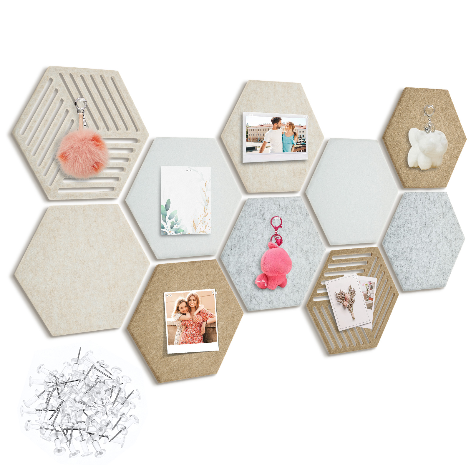 Interior Design Apartment - 10/2Pcs Hexagon/Arched Felt Cork Bulletin Board