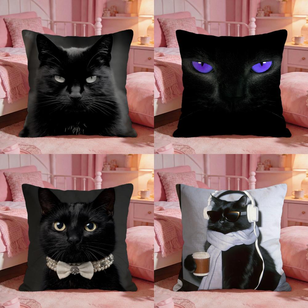Interior Design Course - Black Cat Cute Cushion Cover Premium