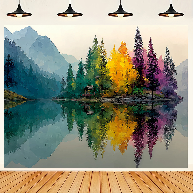 Colorful Forest Lake Wall Mura - Interior Design With Wallpaper avis et prix