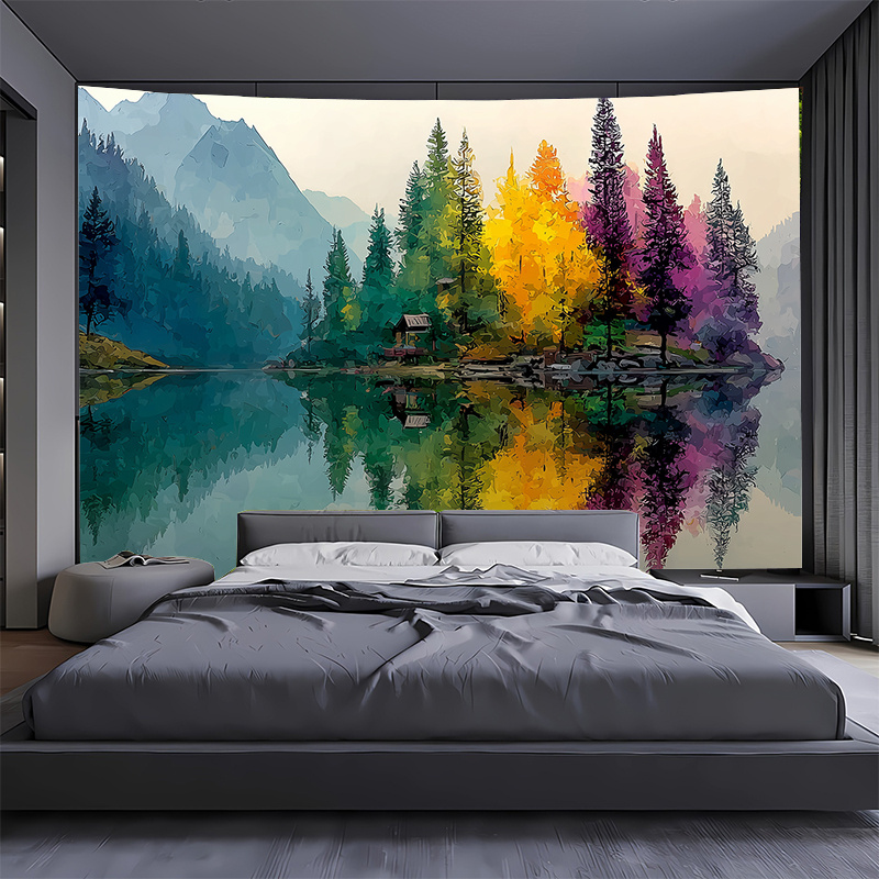 Colorful Forest Lake Wall Mura - Interior Design With Wallpaper avis et prix