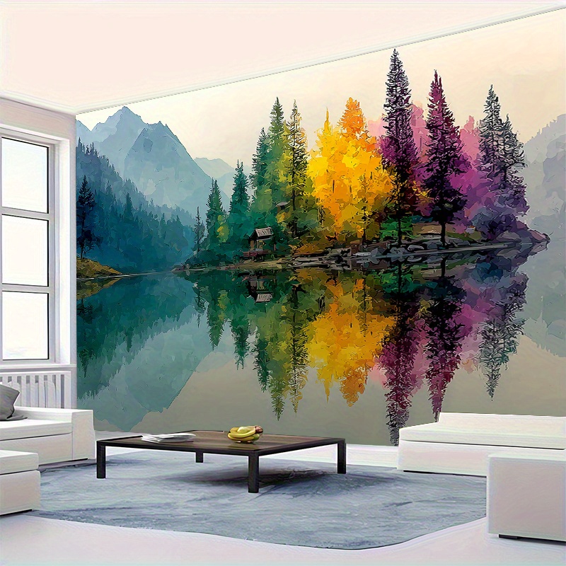 Colorful Forest Lake Wall Mura - Interior Design With Wallpaper avis et prix
