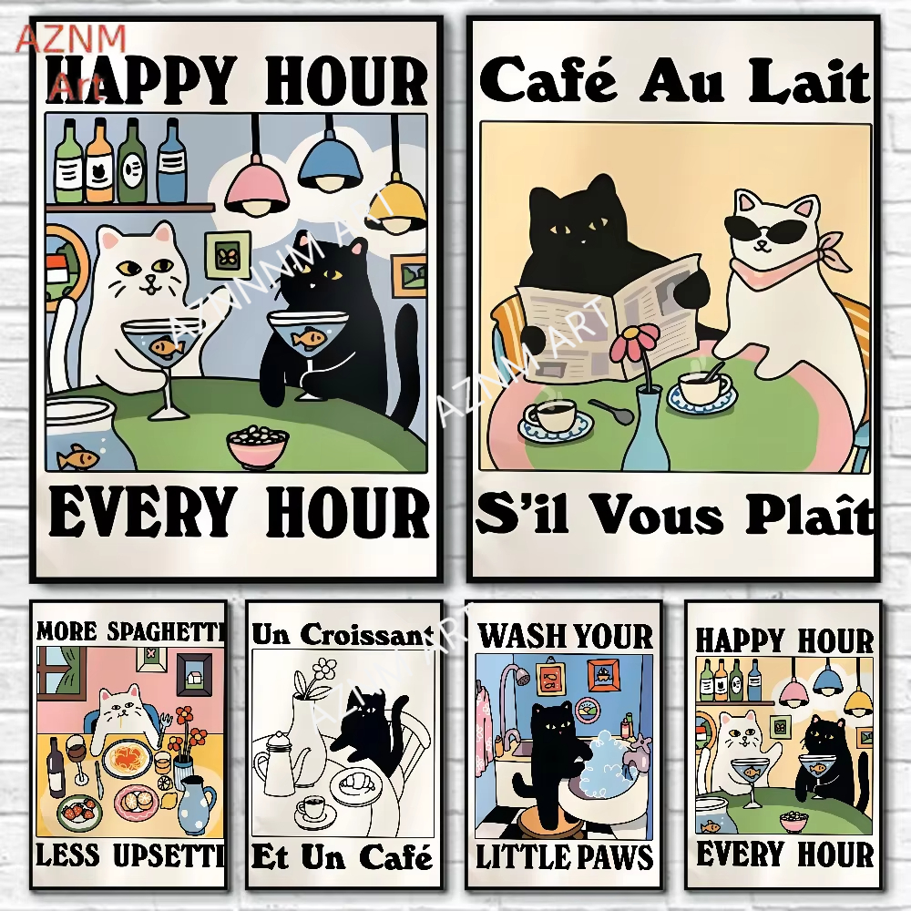 1PC Wash Your Paws Cat Poster  - Interior Design Apartment avis et prix