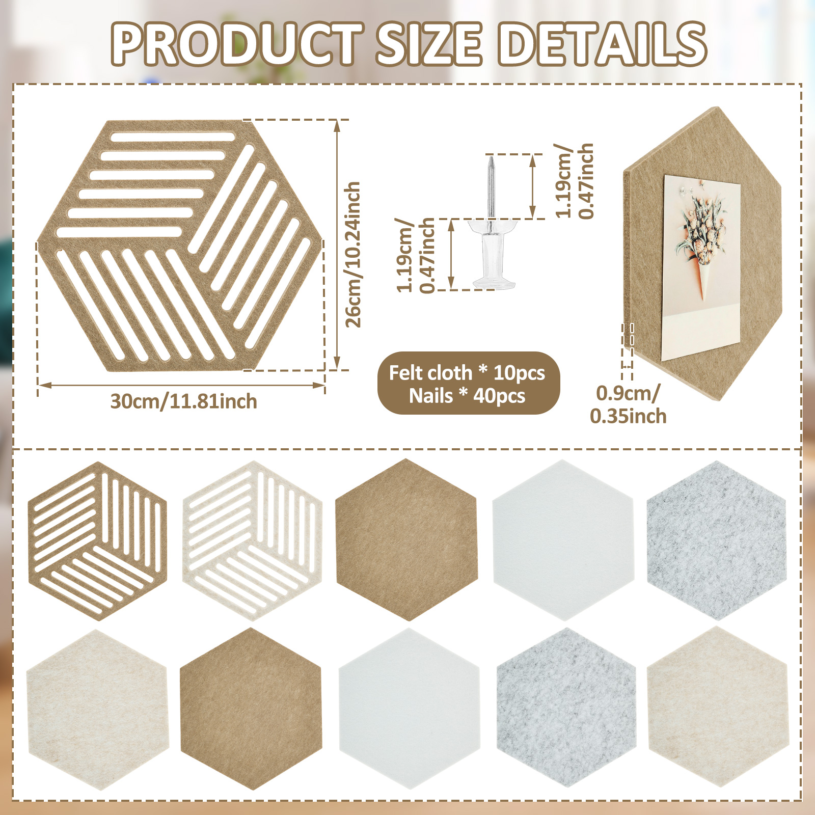 10/2Pcs Hexagon/Arched Felt Co - Interior Design Apartment avis et prix