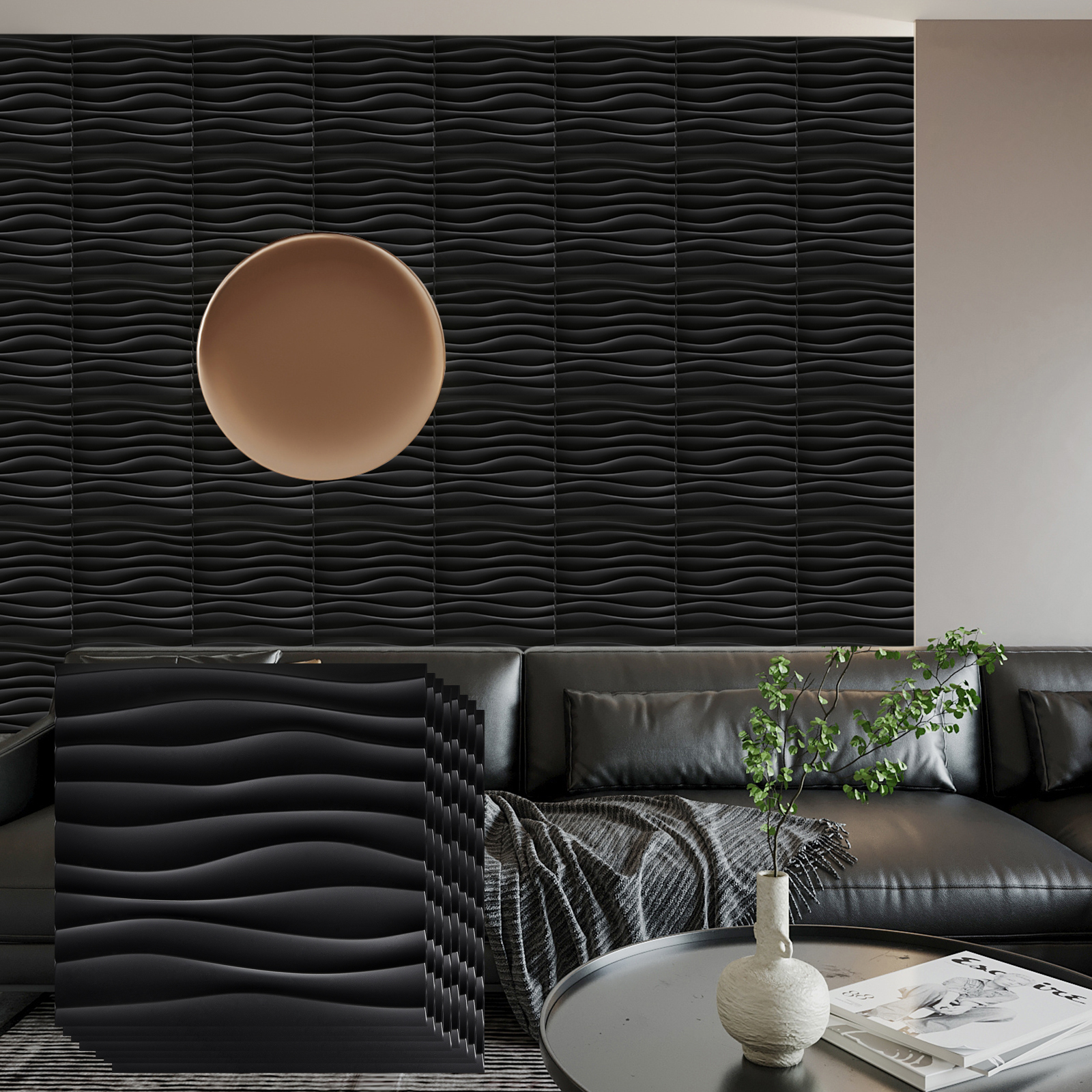 3D Wall Panels PVC Wave Design - Interior Design With Wallpaper avis et prix