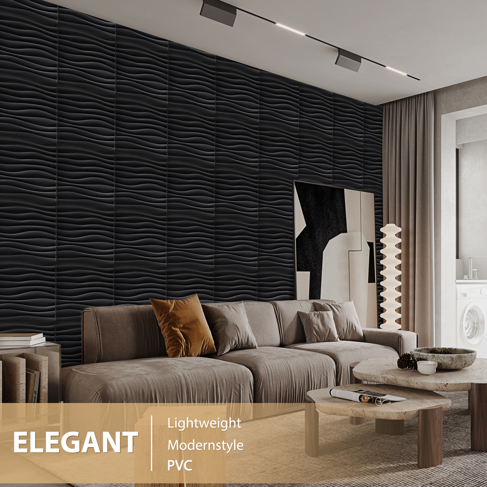 3D Wall Panels PVC Wave Design - Interior Design With Wallpaper avis et prix