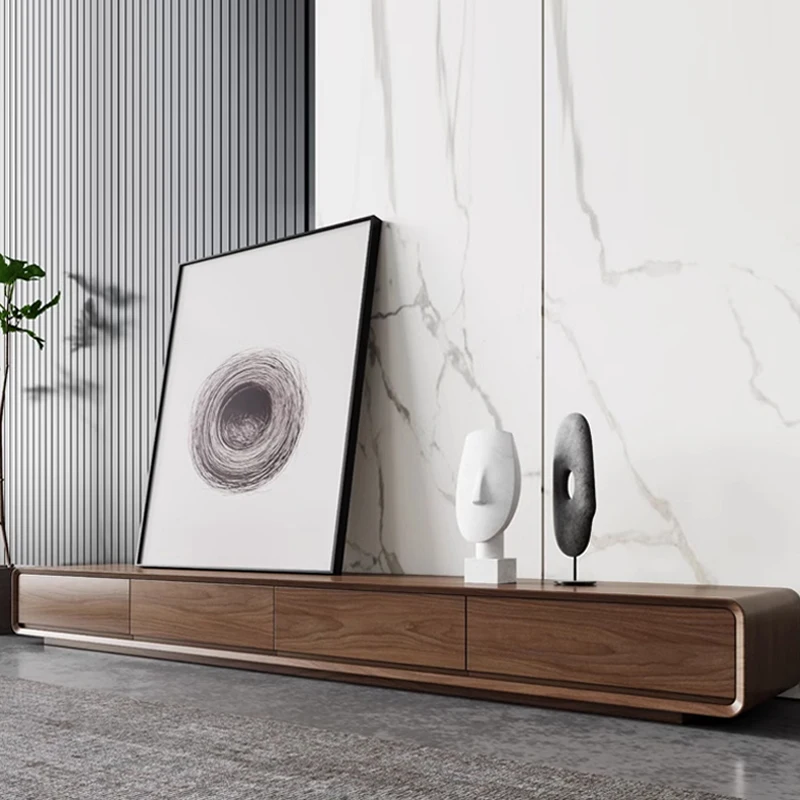 Wooden Long Tv Table Modern De - Interior Design Tv Room avis et prix