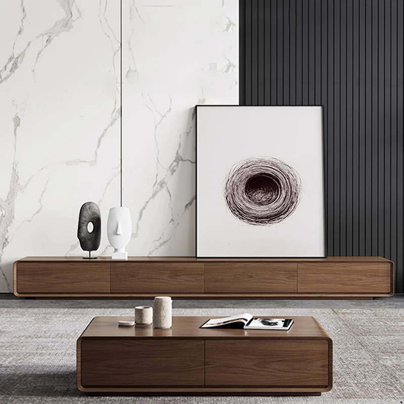 Wooden Long Tv Table Modern De - Interior Design Tv Room avis et prix