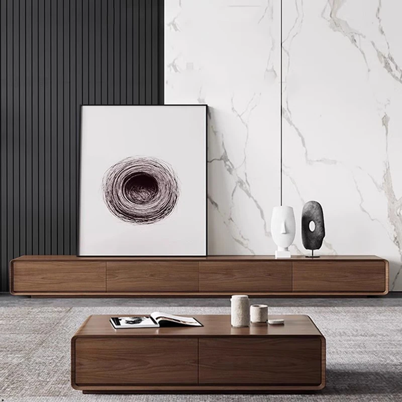 Wooden Long Tv Table Modern De - Interior Design Tv Room avis et prix