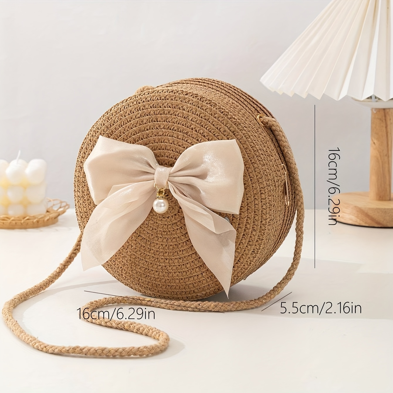 Elegant Round Straw Crossbody  - Interior Design Style avis et prix