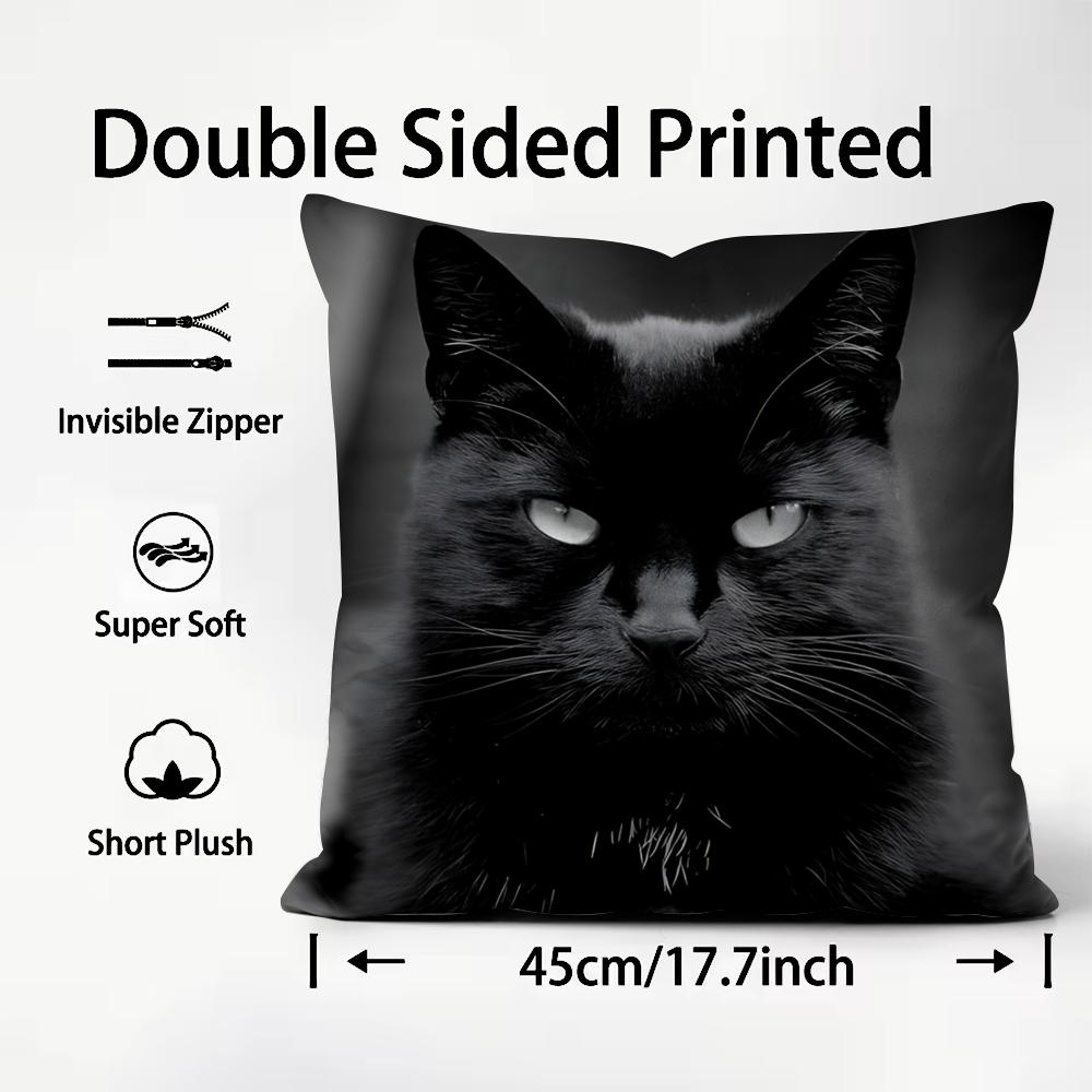 Black Cat Cute Cushion Cover P - Interior Design Course avis et prix