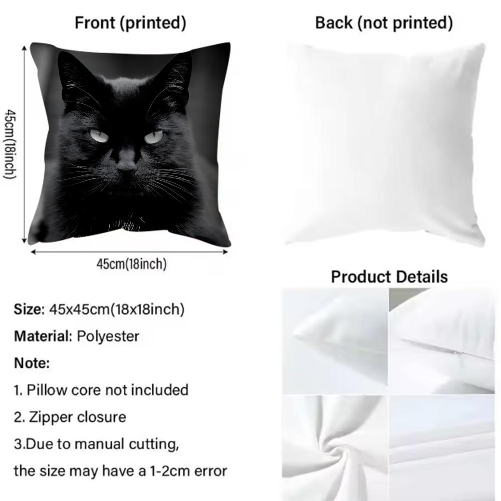 Black Cat Cute Cushion Cover P - Interior Design Course avis et prix