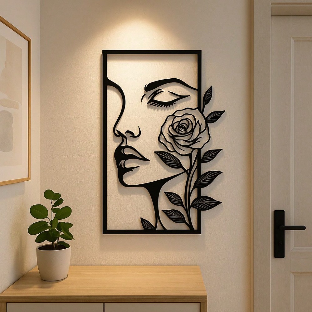 1pc Woman Flower Metal Wall Ar - Interior Design Apartment avis et prix