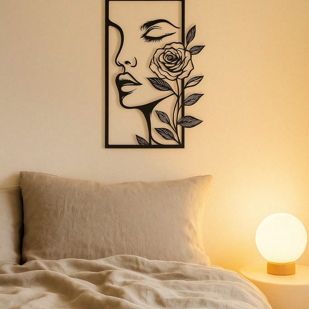 1pc Woman Flower Metal Wall Ar - Interior Design Apartment avis et prix