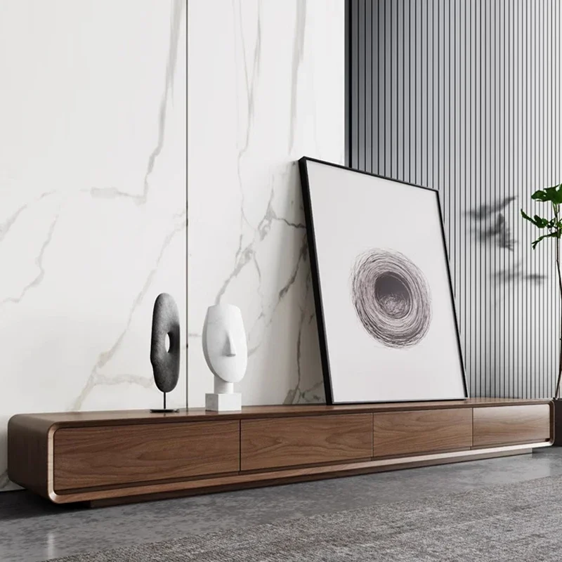 Wooden Long Tv Table Modern De - Interior Design Tv Room avis et prix