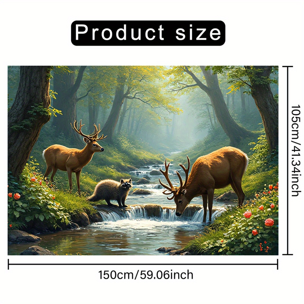 Deer Forest Stream Wall Mural  - Interior Design With Wallpaper avis et prix