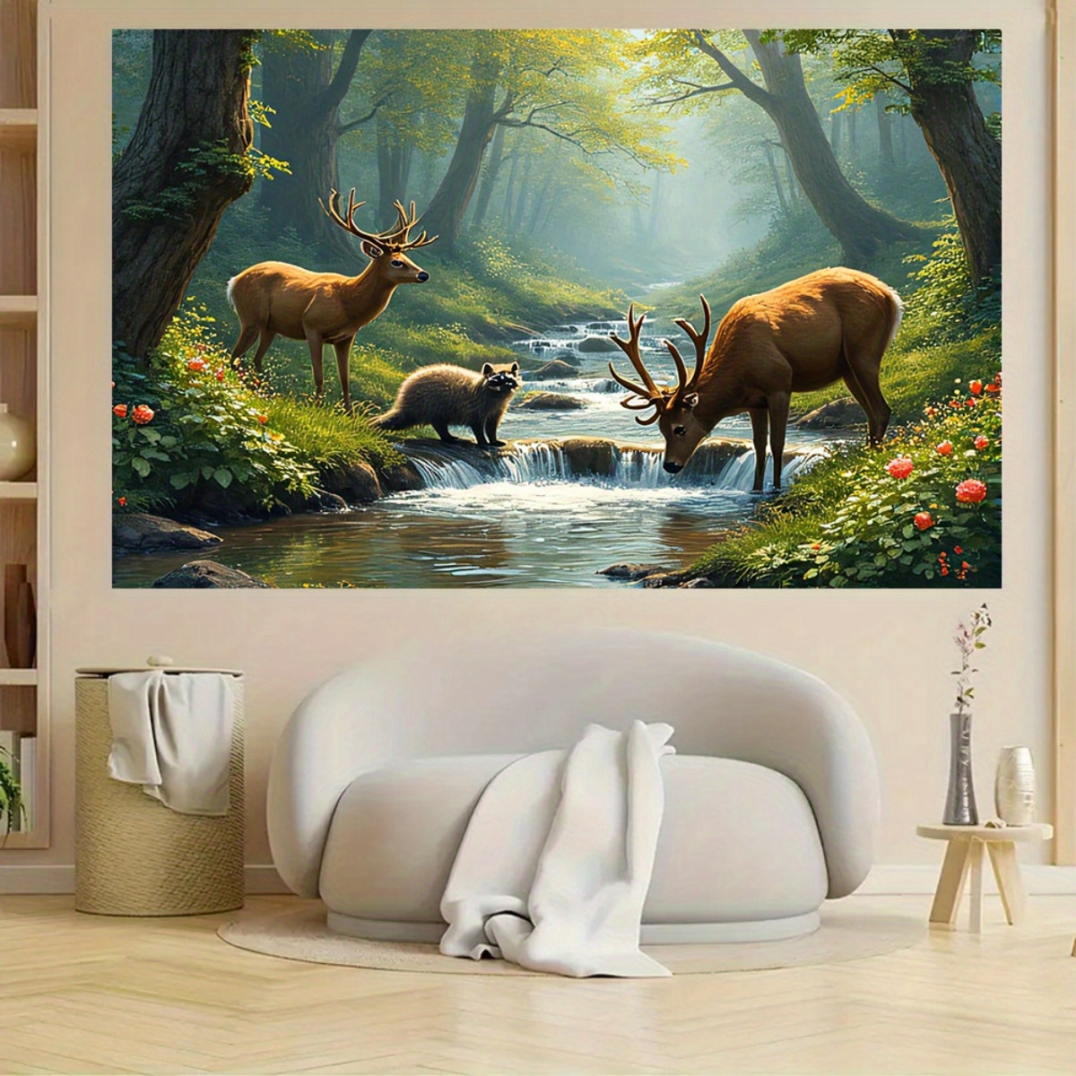 Deer Forest Stream Wall Mural  - Interior Design With Wallpaper avis et prix